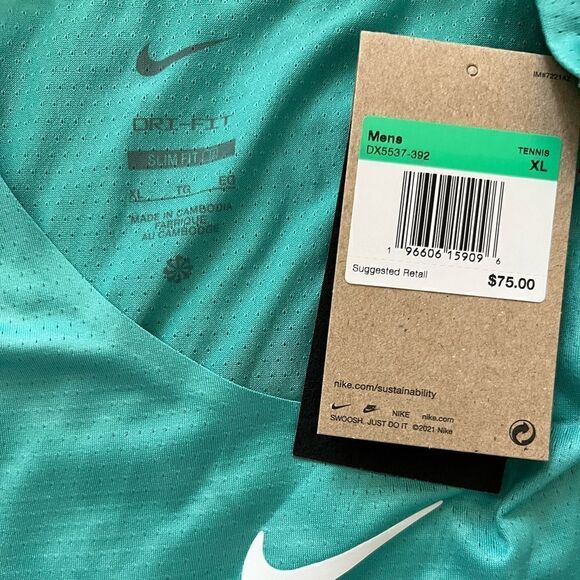 Nike Court Dri Fit Advantage Printed Shirt Teal - Picture 3 of 7